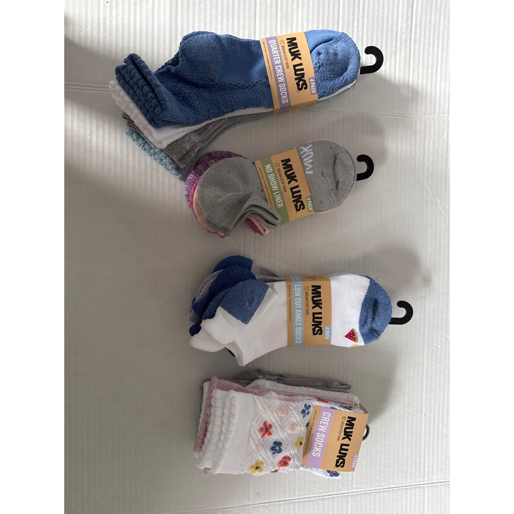 Muk Luks Dream Step Yarn Socks 16 Pair Bundle Crew Ankle No Show Shoe Size 6-11